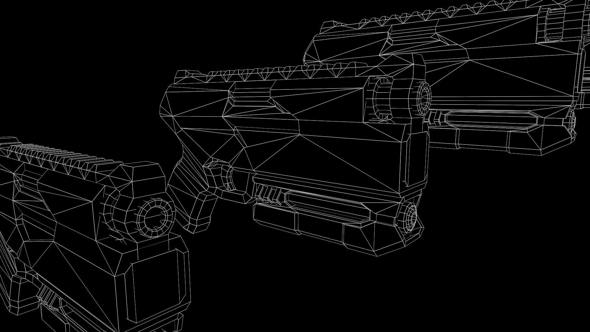 Low Poly Cyberpunk Sci-Fi Pistol Low-poly 3D model_22