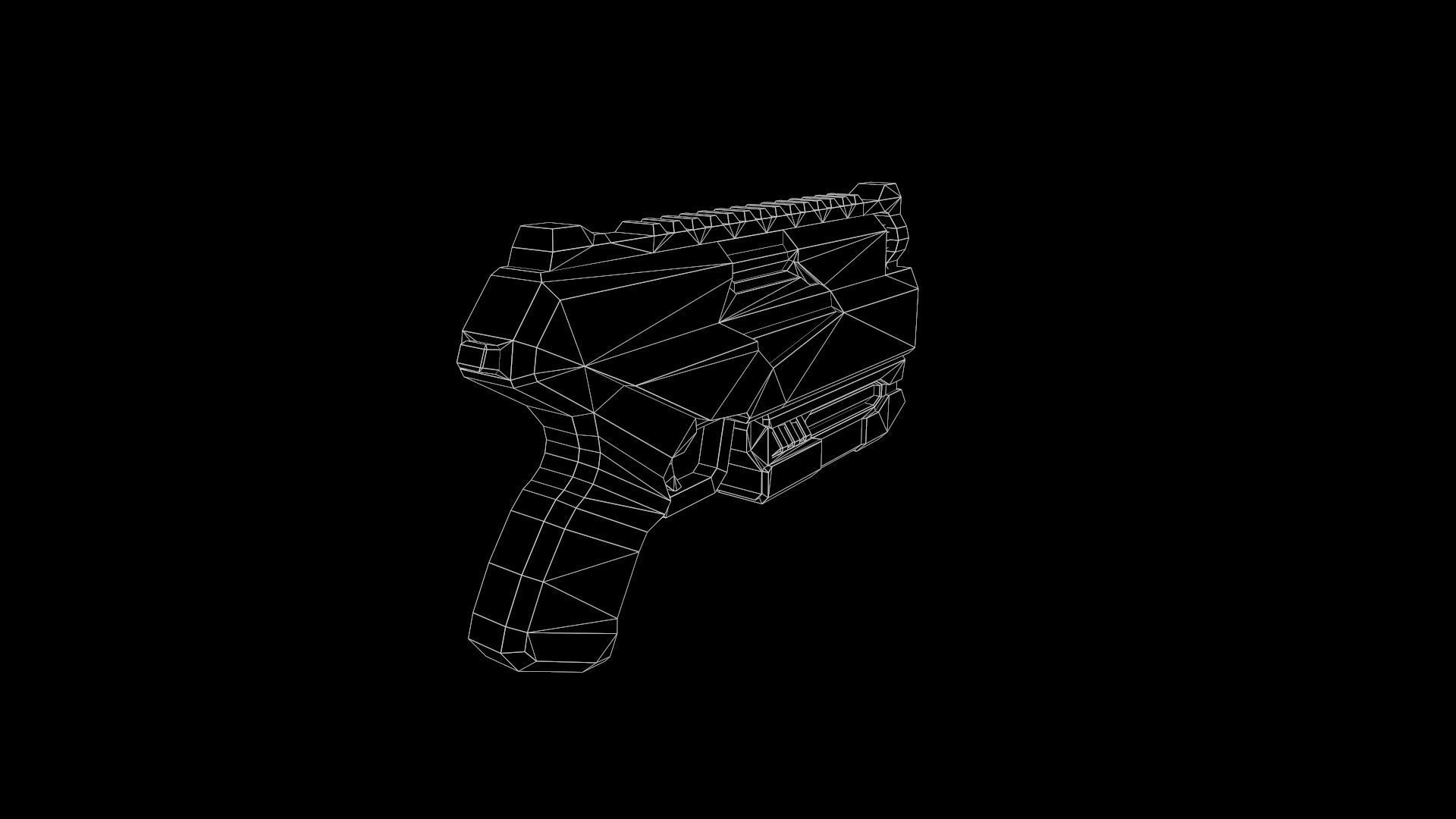Low Poly Cyberpunk Sci-Fi Pistol Low-poly 3D model_17