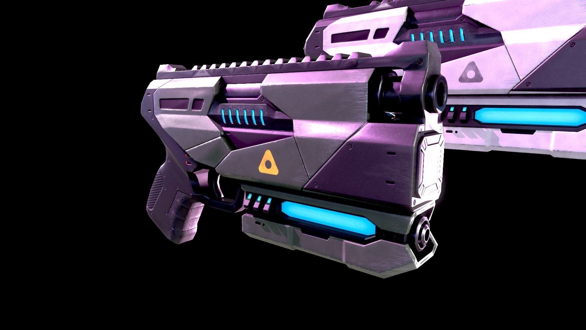 Low Poly Cyberpunk Sci-Fi Pistol Low-poly 3D model_10