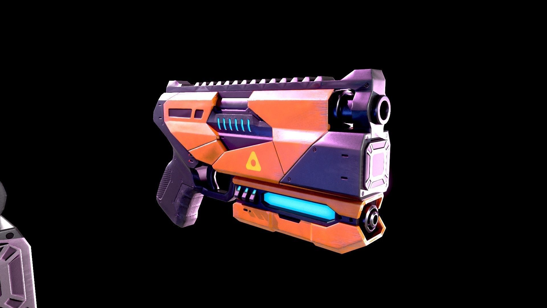 Low Poly Cyberpunk Sci-Fi Pistol Low-poly 3D model_13