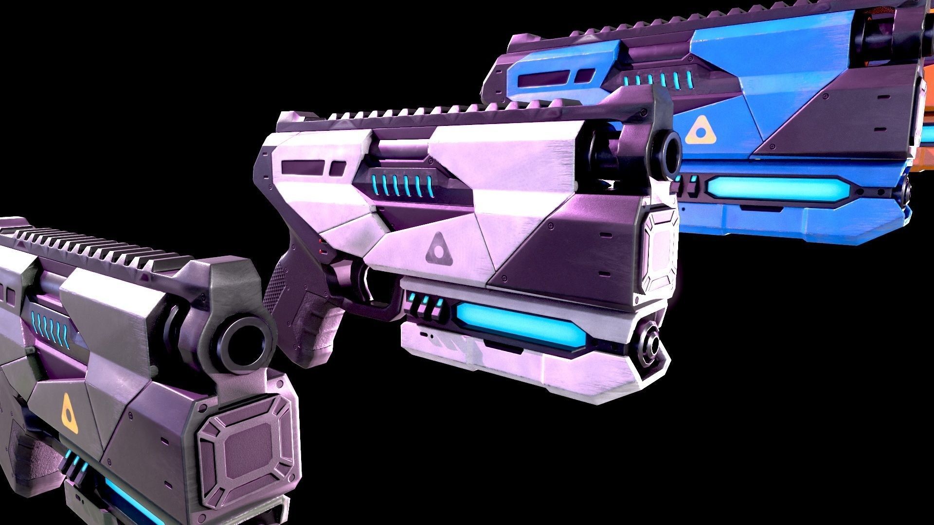 Low Poly Cyberpunk Sci-Fi Pistol Low-poly 3D model_11