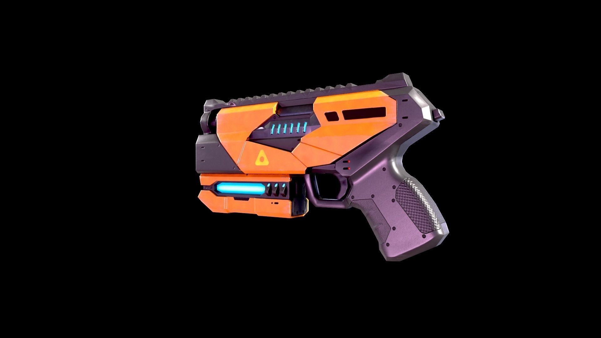 Low Poly Cyberpunk Sci-Fi Pistol Low-poly 3D model_4