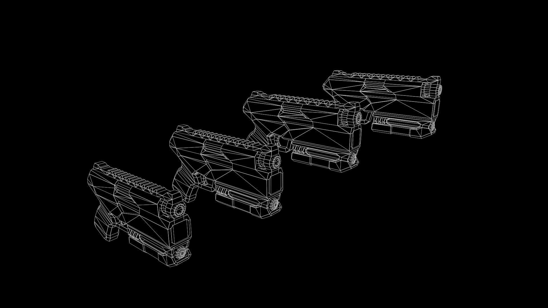 Low Poly Cyberpunk Sci-Fi Pistol Low-poly 3D model_20