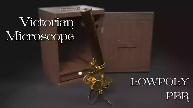 Victorian Microscope Low-poly 3D model