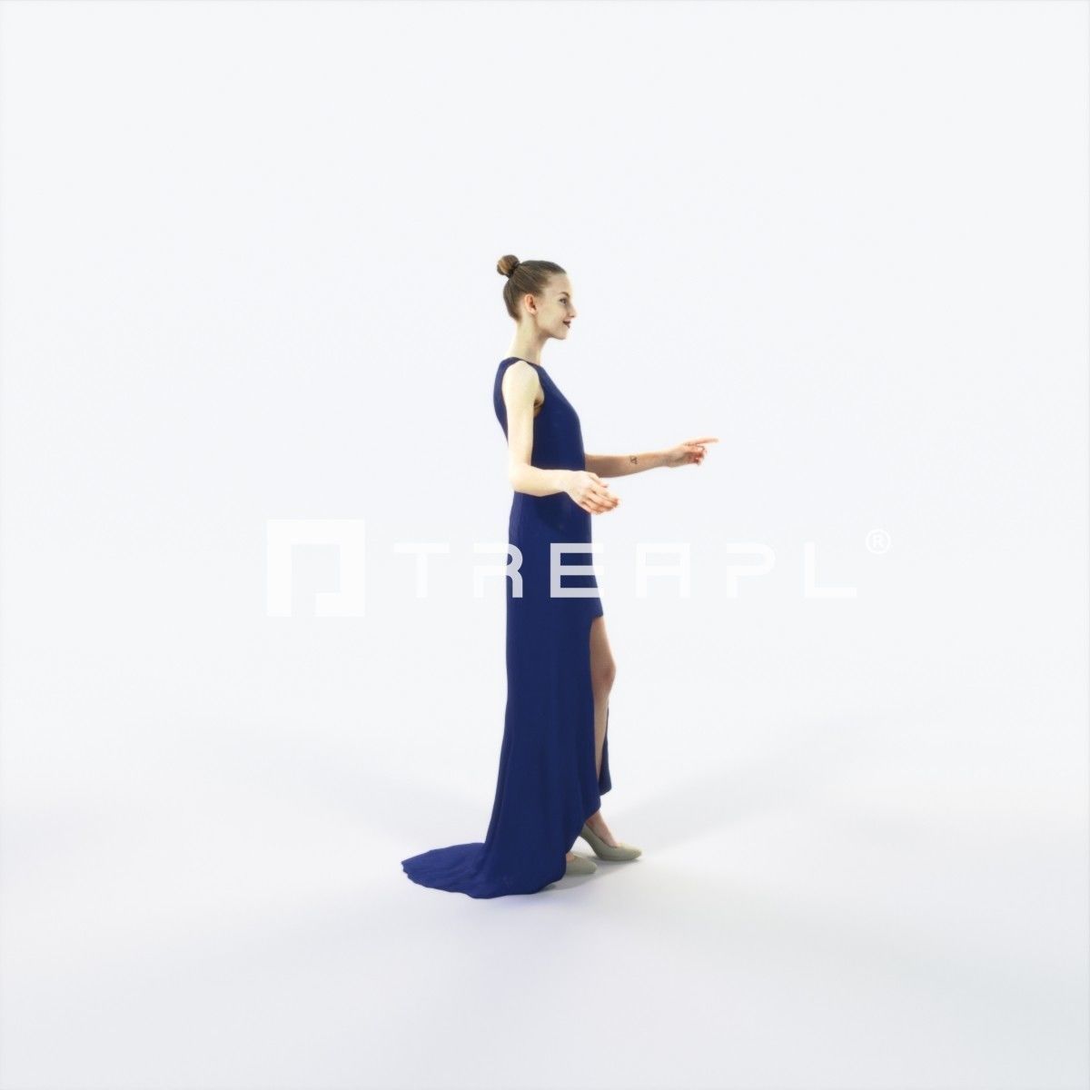 Beauty 08H Couple Pointing Event Elegant Woman Low-poly 3D model_2