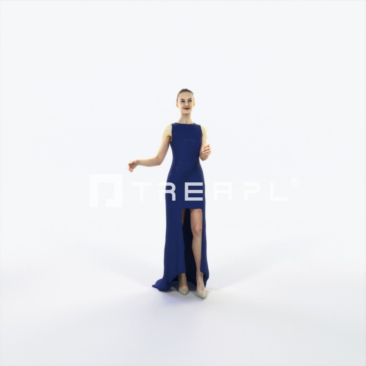 Beauty 08H Couple Pointing Event Elegant Woman Low-poly 3D model_1