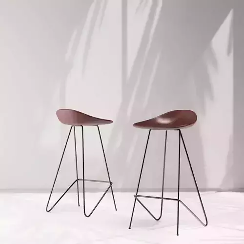 Philo Bretta Kitchen Bar Stool leather and metal 3D model