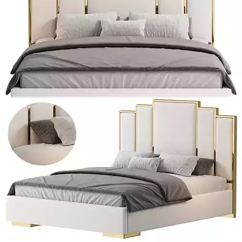 White Platform Bed Low-poly 3D model