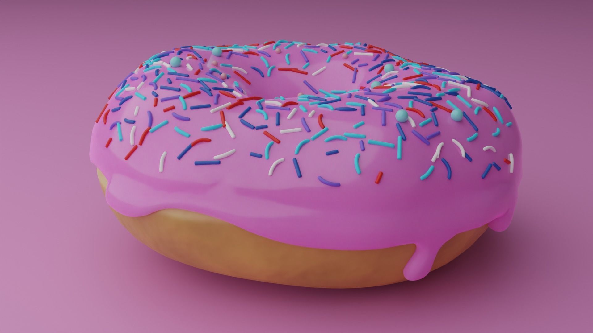 Donut Low-poly 3D model_3
