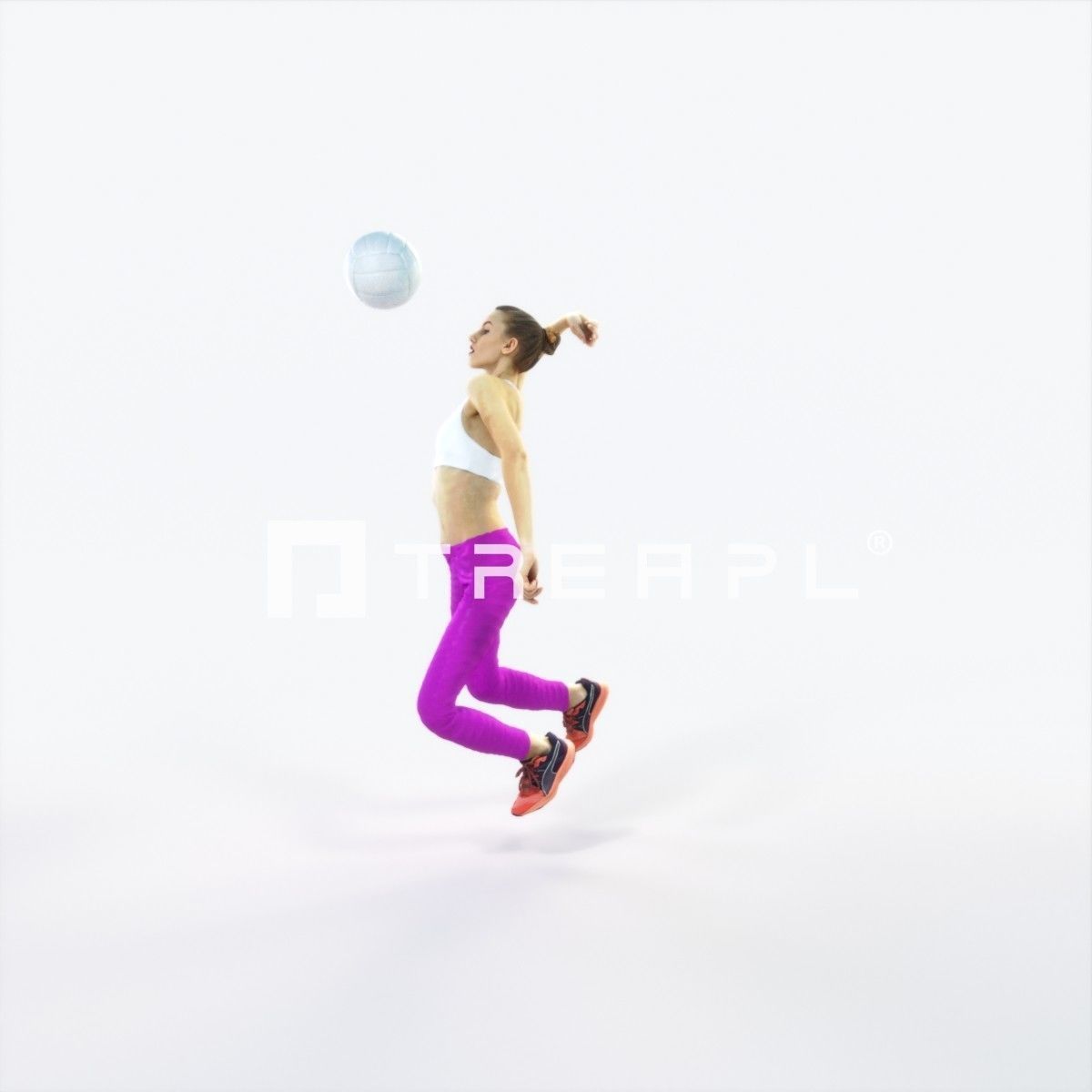 Beauty 17H Jumping Smashing Jumping Sports Woman Low-poly 3D model_4