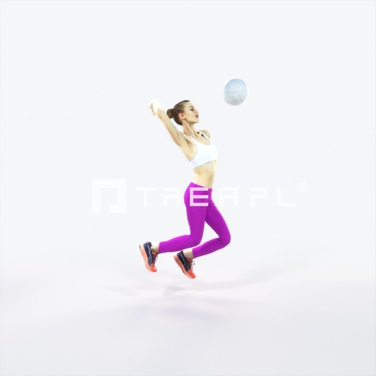 Beauty 17H Jumping Smashing Jumping Sports Woman Low-poly 3D model_1