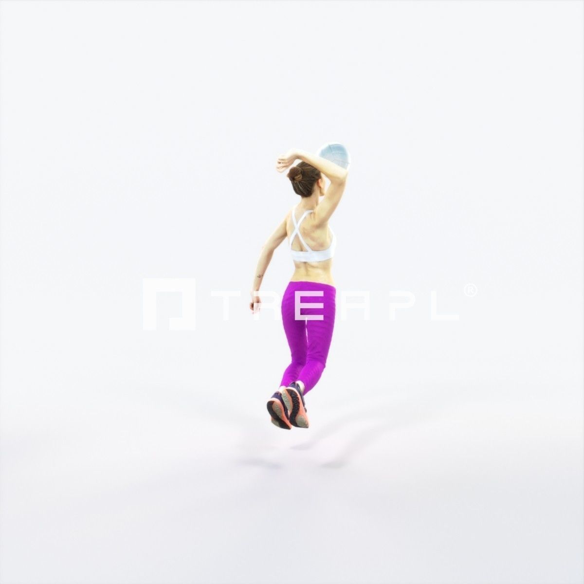 Beauty 17H Jumping Smashing Jumping Sports Woman Low-poly 3D model_2