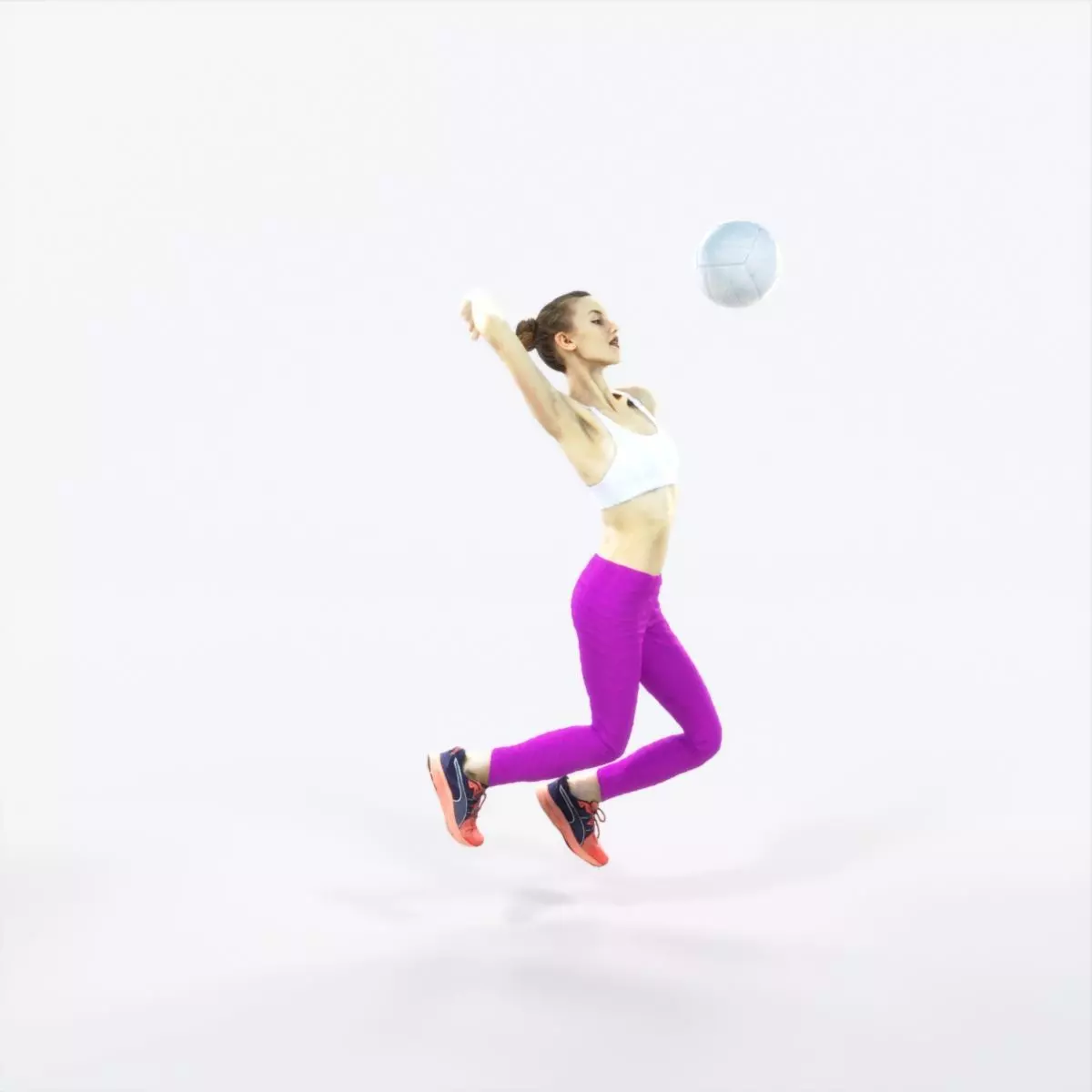 Beauty 17H Jumping Smashing Jumping Sports Woman Low-poly 3D model_0