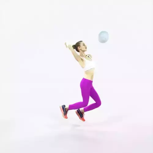 Beauty 17H Jumping Smashing Jumping Sports Woman Low-poly 3D model