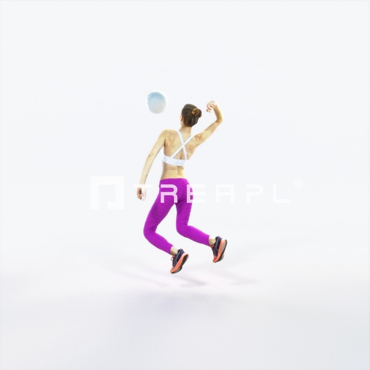 Beauty 17H Jumping Smashing Jumping Sports Woman Low-poly 3D model_3
