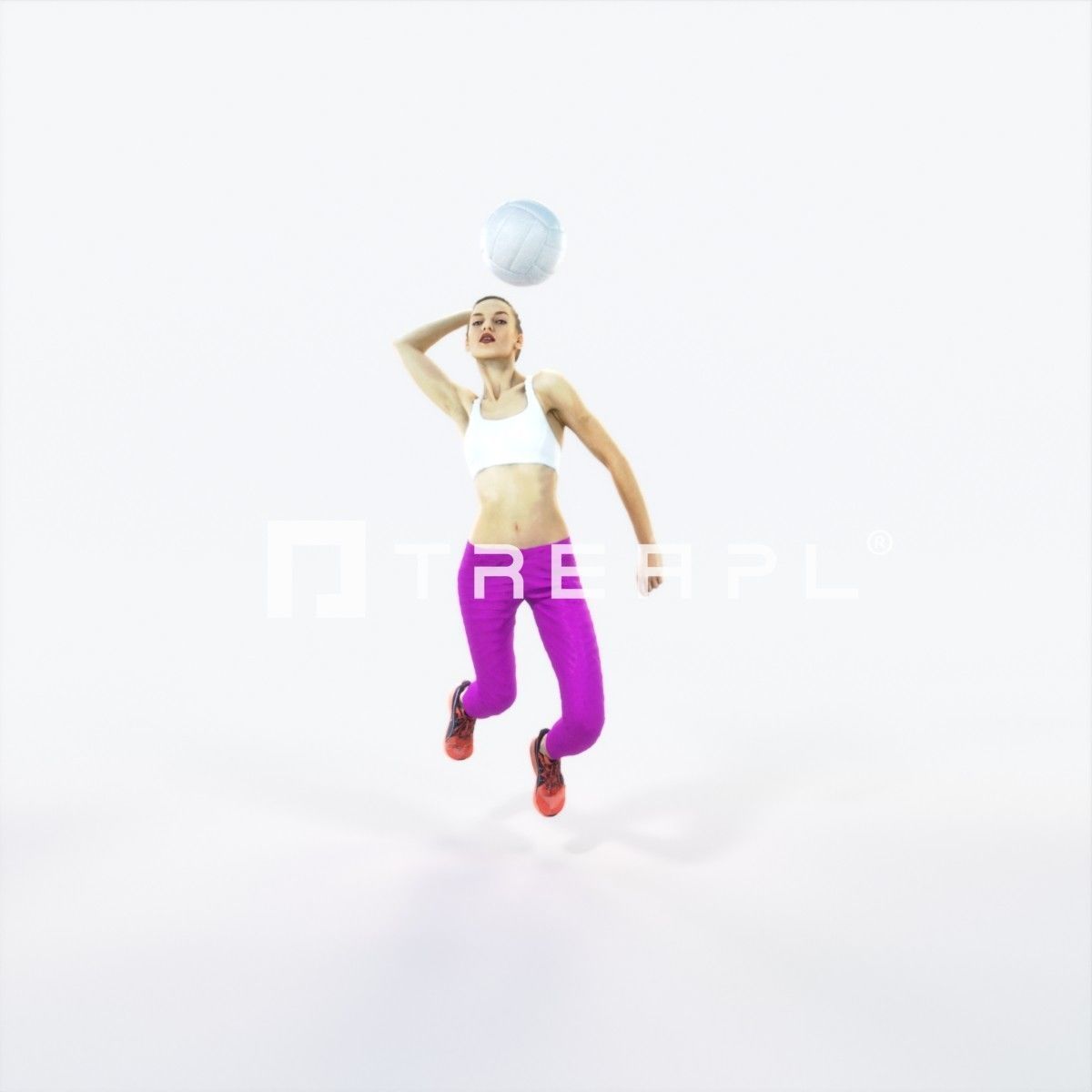 Beauty 17H Jumping Smashing Jumping Sports Woman Low-poly 3D model_5