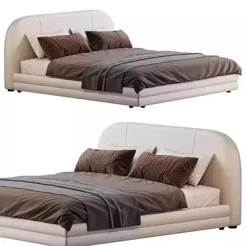 Modern King Upholstered Platform Bed Low-poly 3D model
