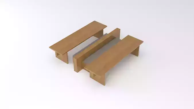 Wood Table and Bench 