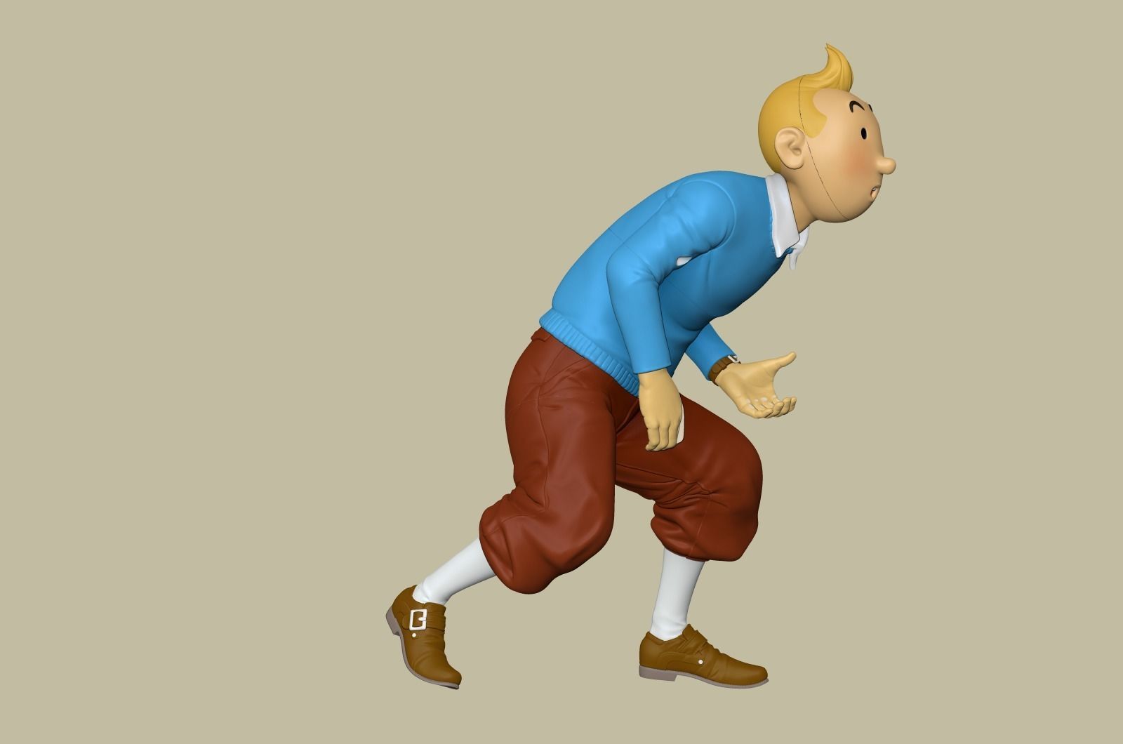 TinTin and Milou snooping against the wall high model 3D print model_9