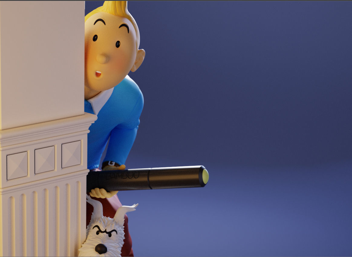 TinTin and Milou snooping against the wall high model 3D print model_2
