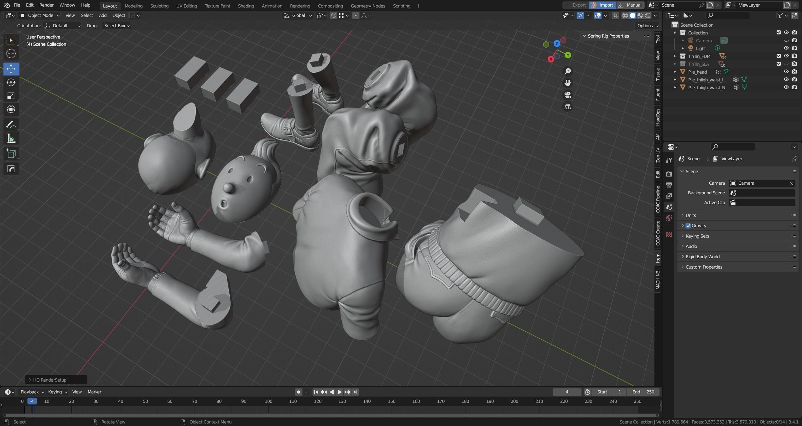 TinTin and Milou snooping against the wall high model 3D print model_4