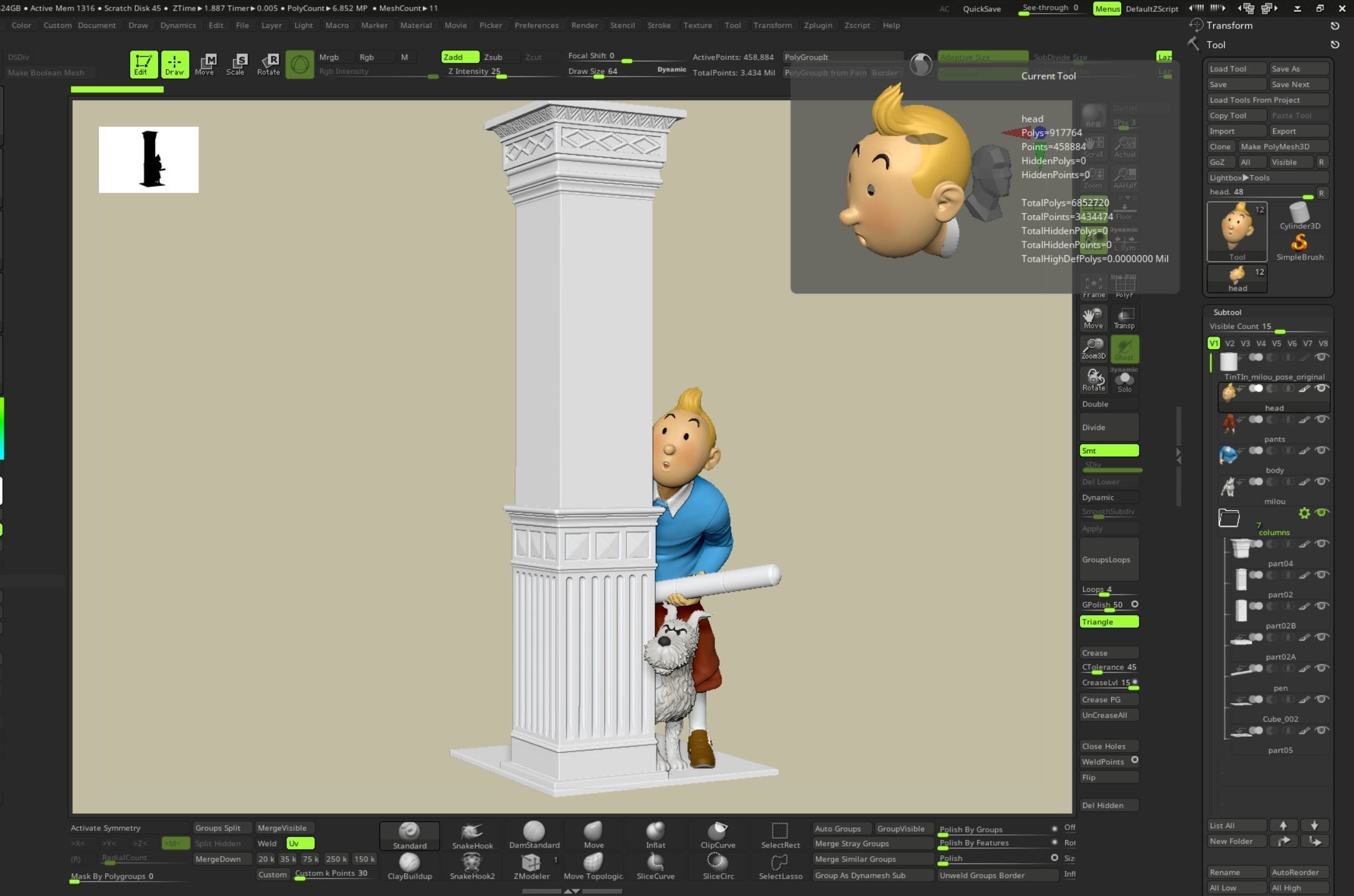 TinTin and Milou snooping against the wall high model 3D print model_22