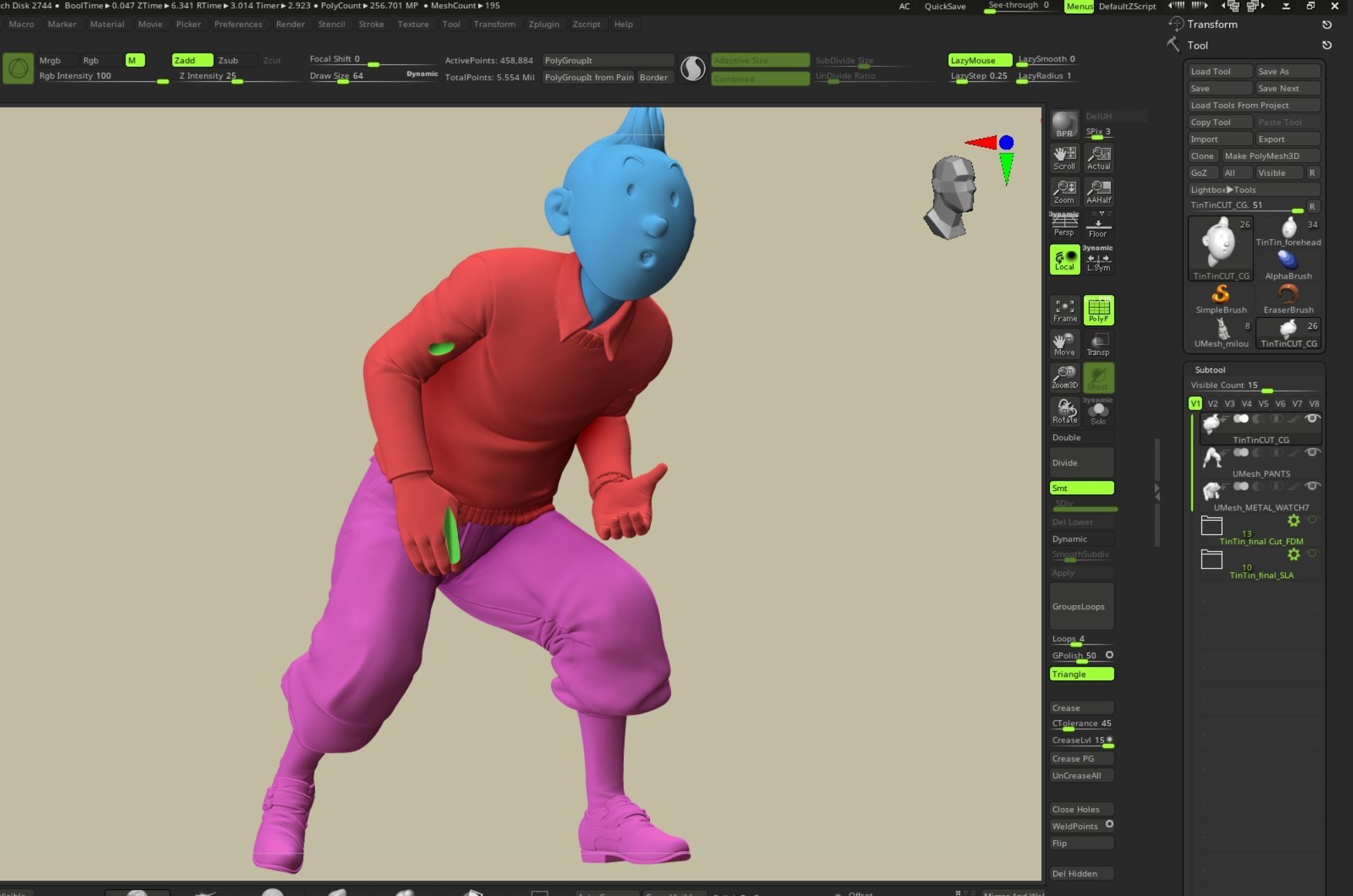 TinTin and Milou snooping against the wall high model 3D print model_13