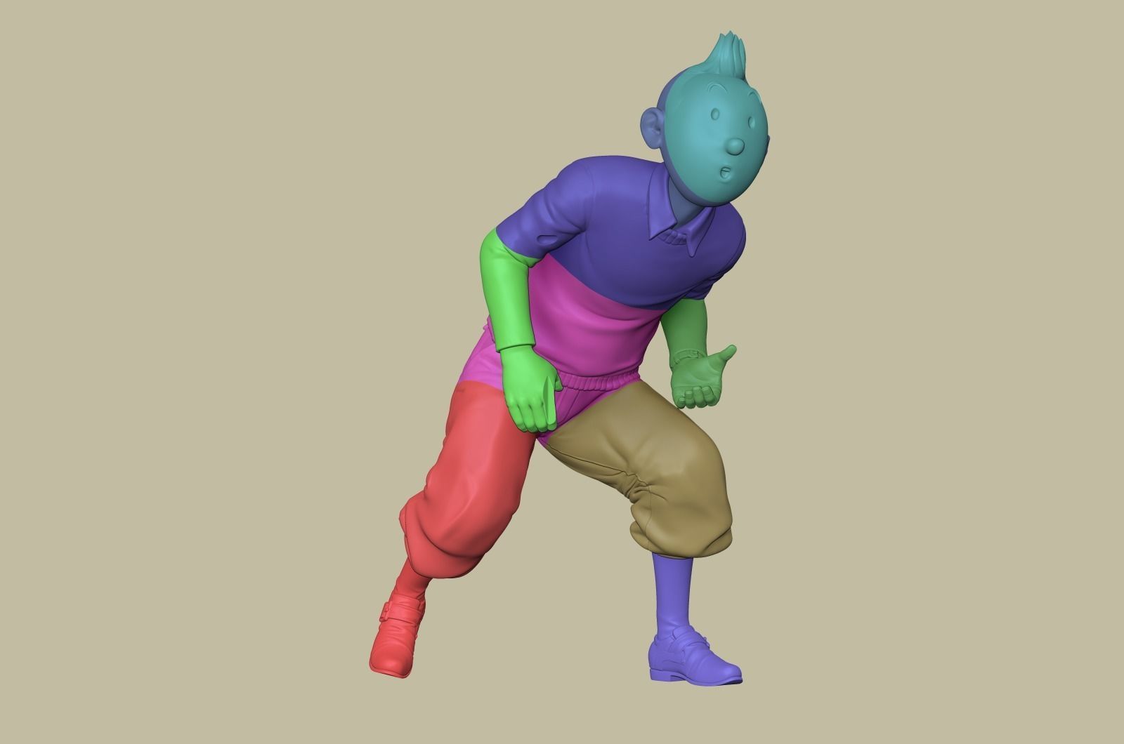 TinTin and Milou snooping against the wall high model 3D print model_10