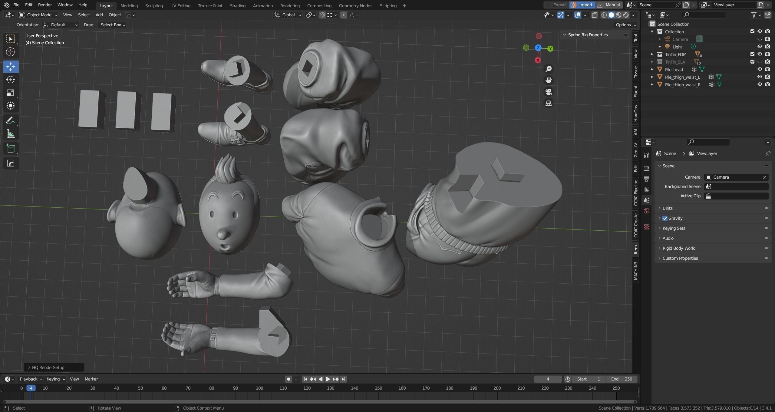 TinTin and Milou snooping against the wall high model 3D print model_5