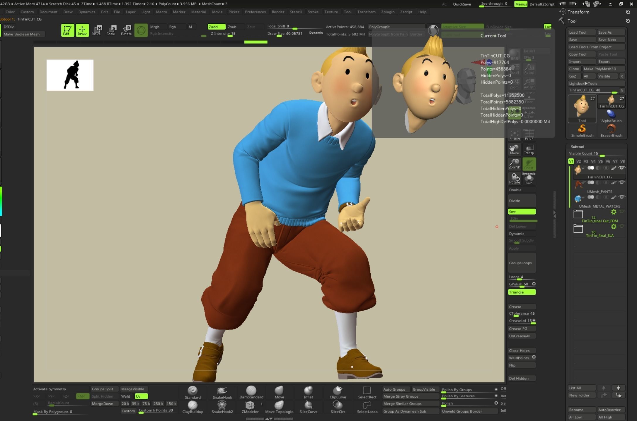 TinTin and Milou snooping against the wall high model 3D print model_12