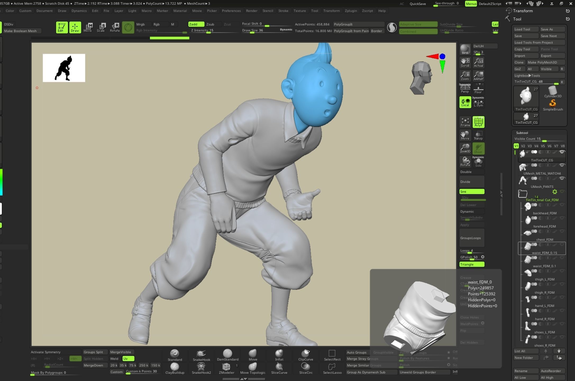 TinTin and Milou snooping against the wall high model 3D print model_11