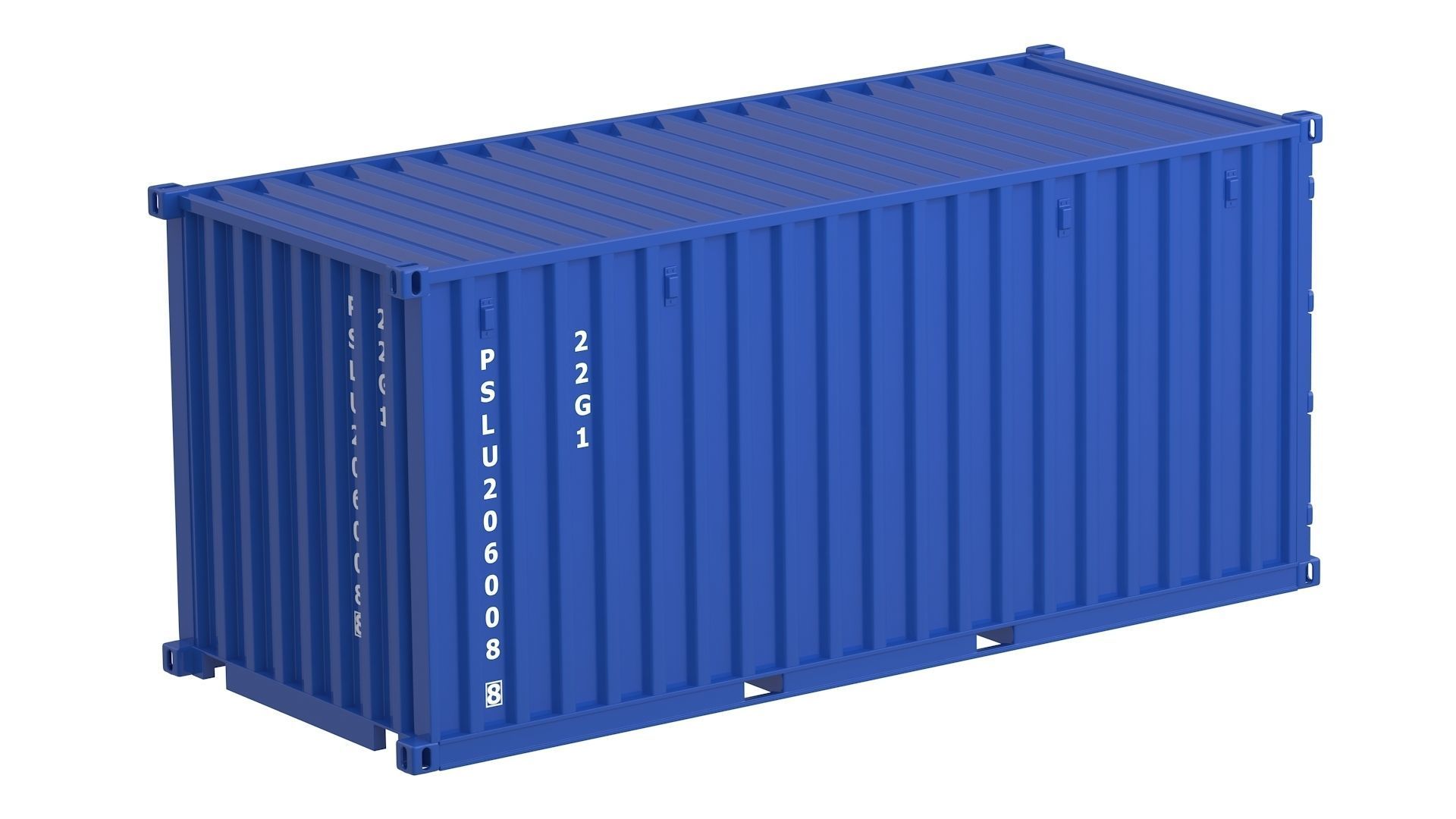 20 ft Container blue 3D model_7