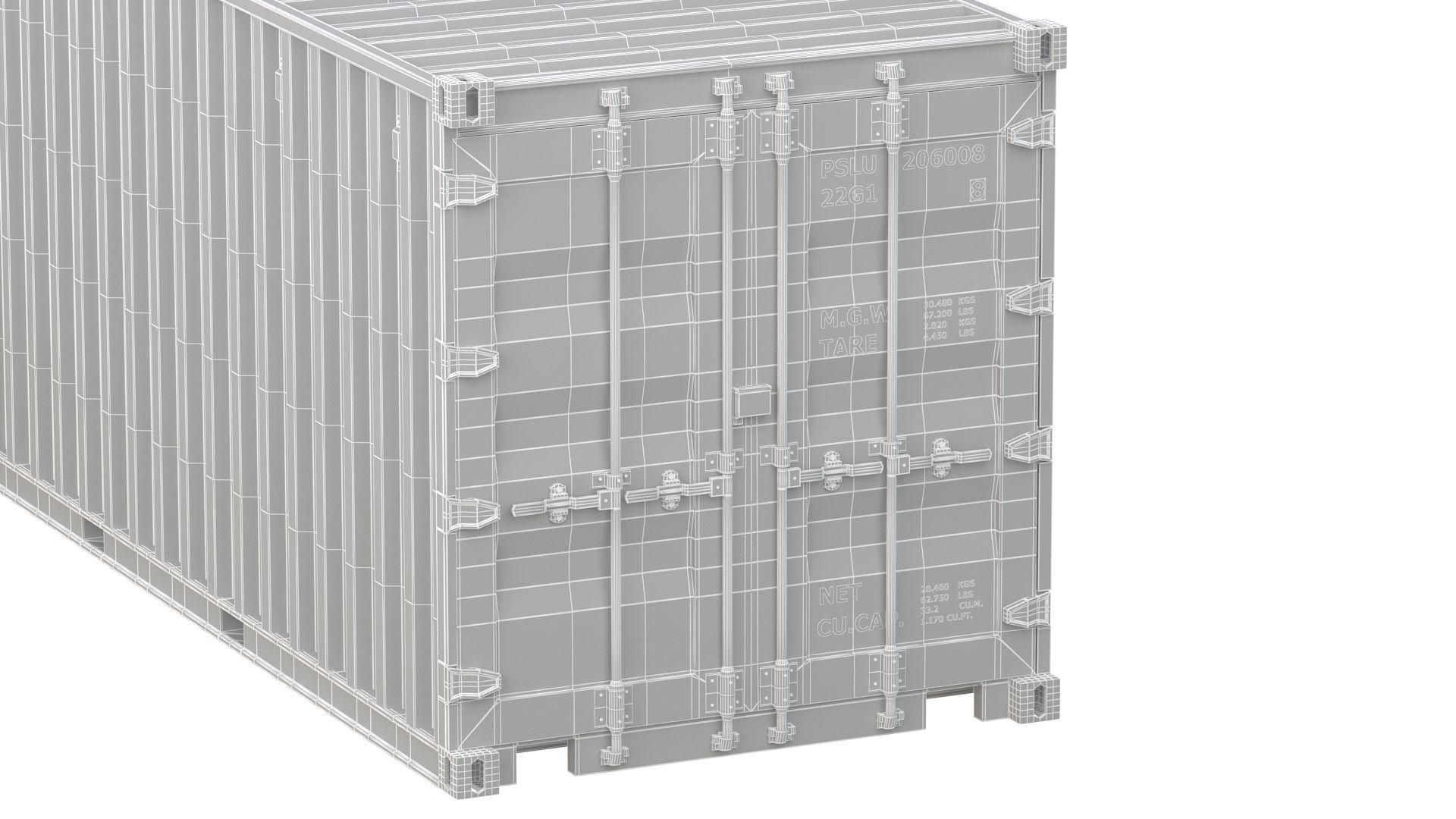 20 ft Container blue 3D model_13