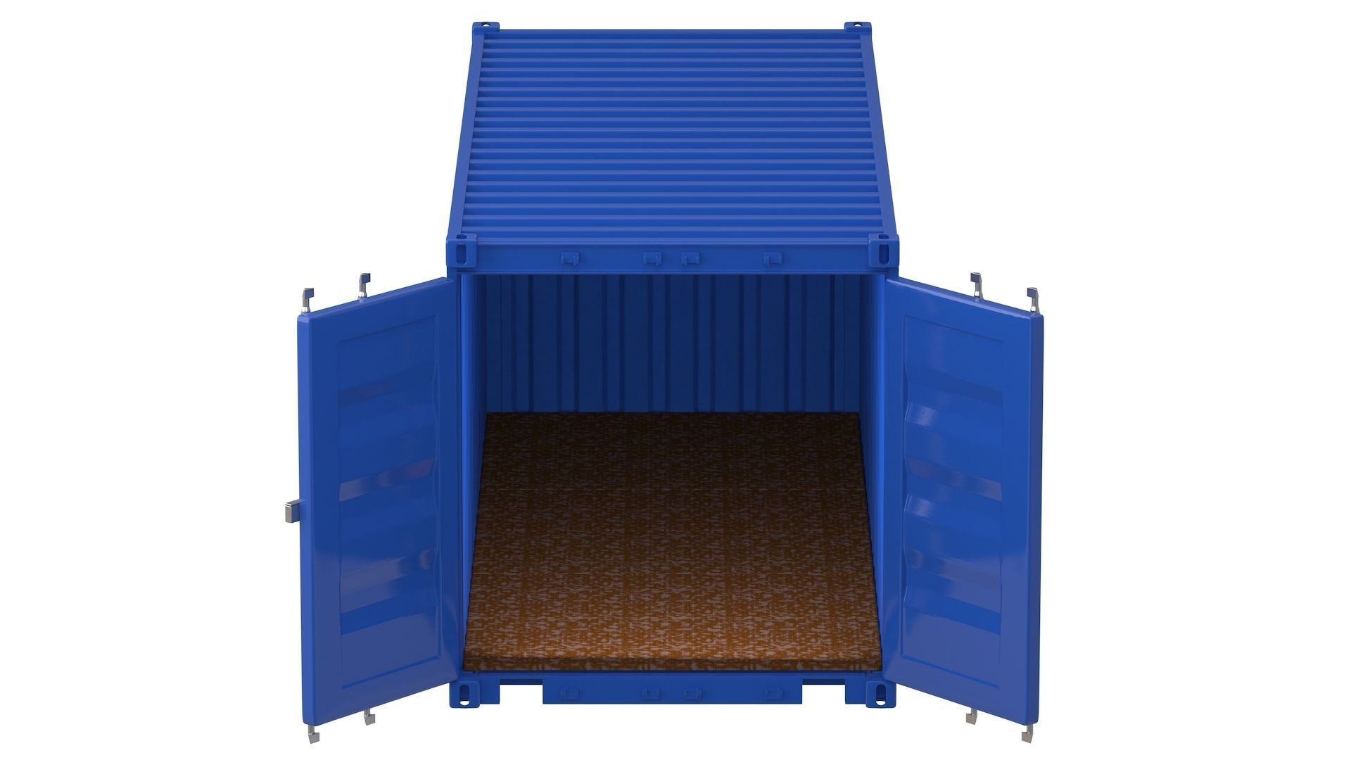 20 ft Container blue 3D model_4