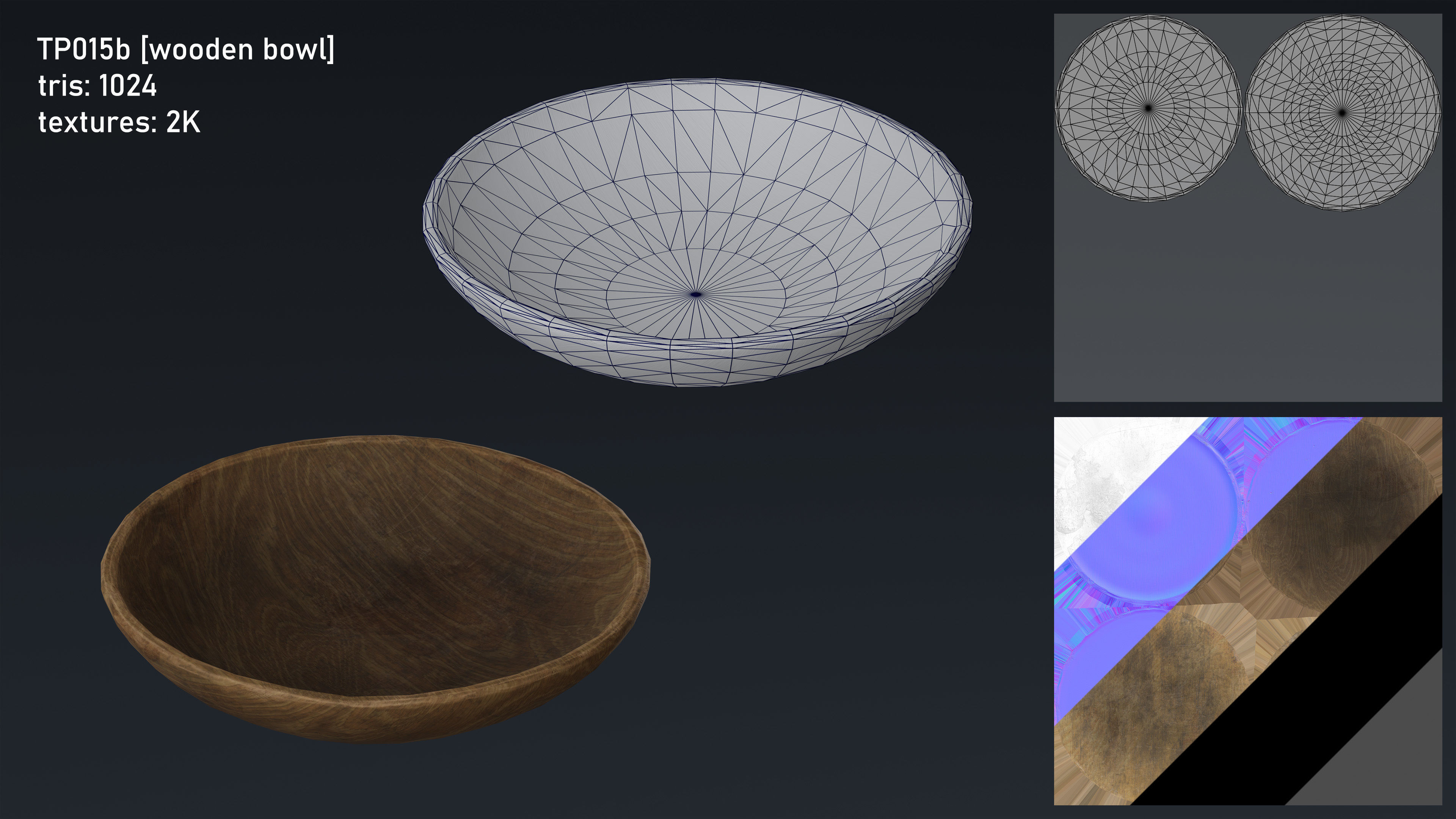 Medieval Fantasy Kitchen Tavern Props Assets pots bowls knives Low-poly 3D model_18