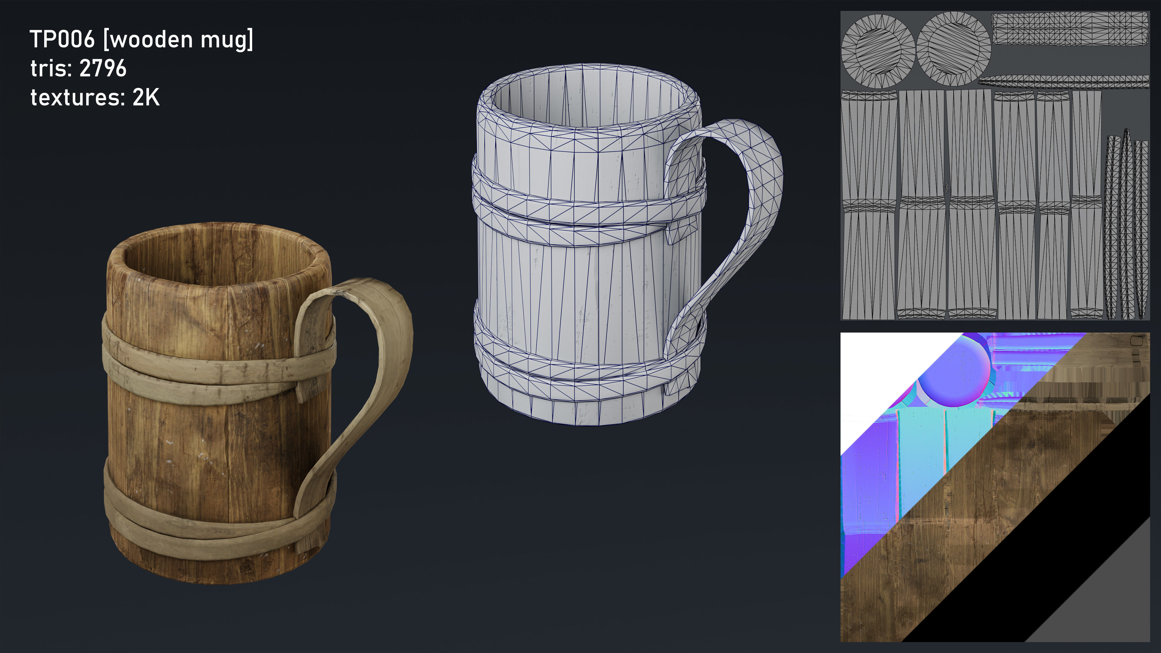 Medieval Fantasy Kitchen Tavern Props Assets pots bowls knives Low-poly 3D model_8