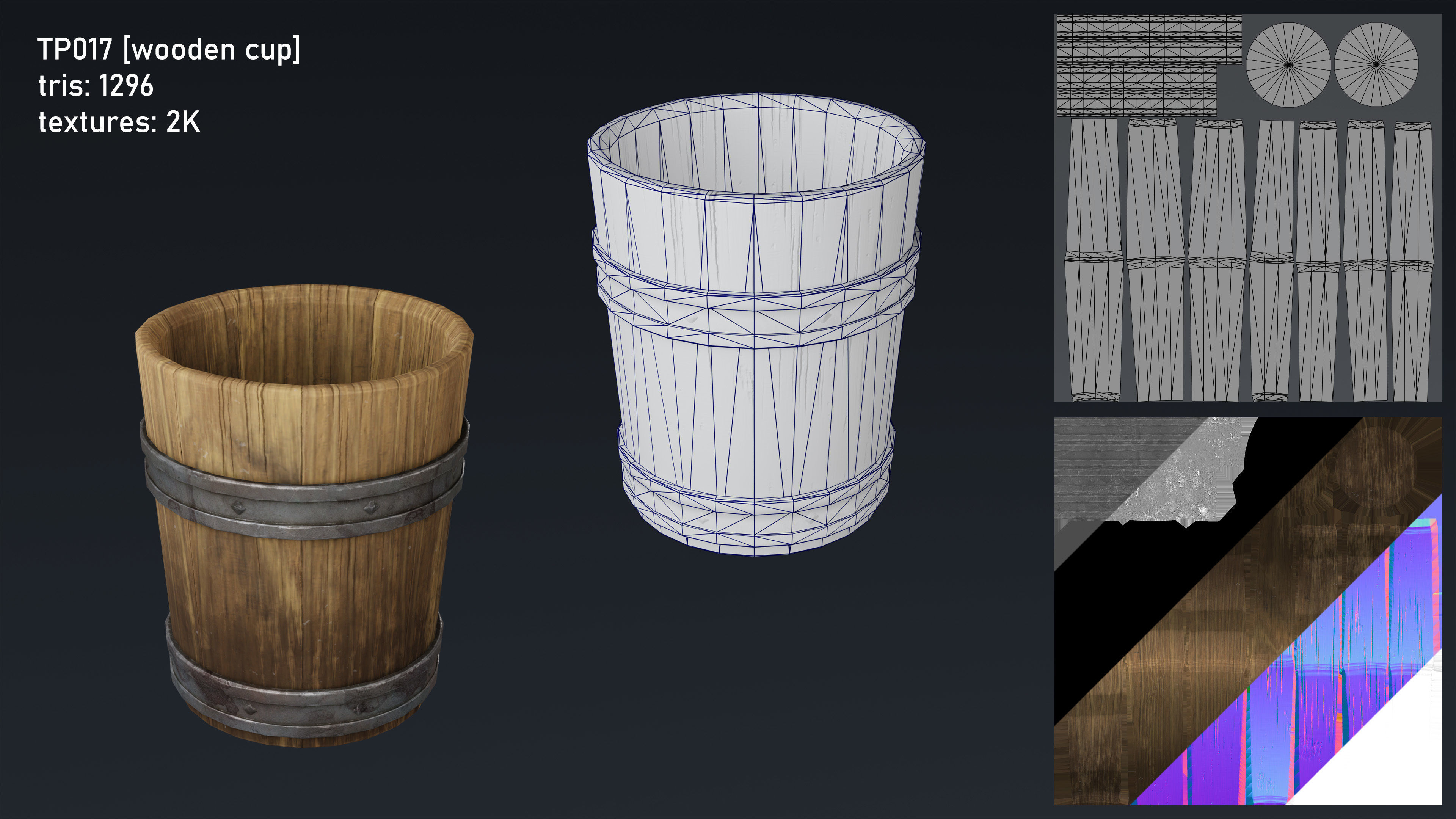 Medieval Fantasy Kitchen Tavern Props Assets pots bowls knives Low-poly 3D model_20