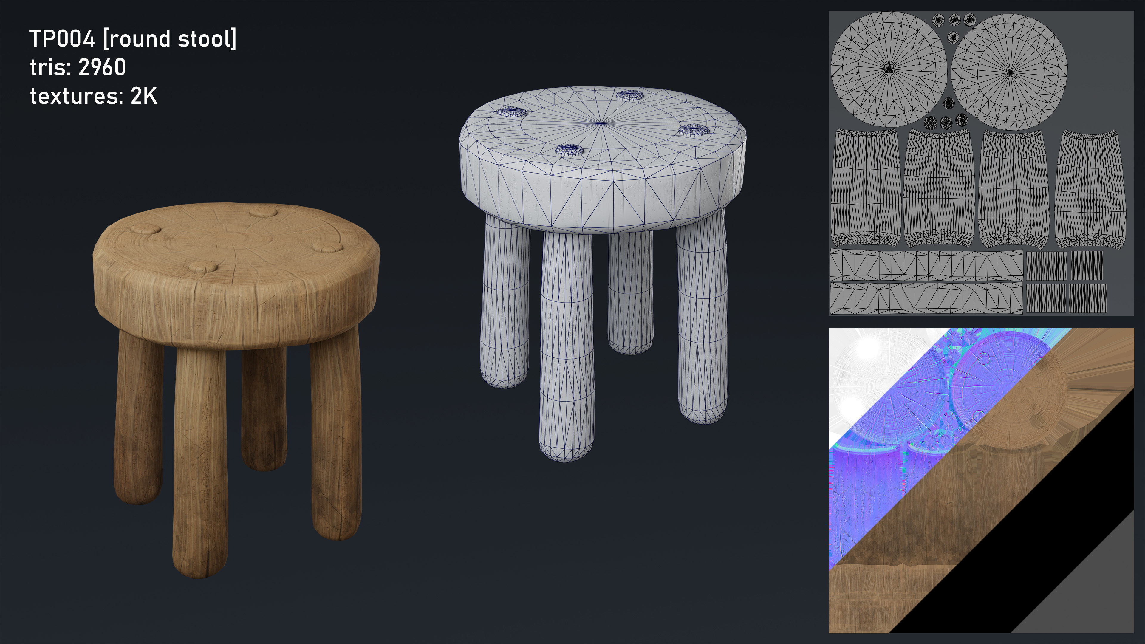 Medieval Fantasy Kitchen Tavern Props Assets pots bowls knives Low-poly 3D model_6