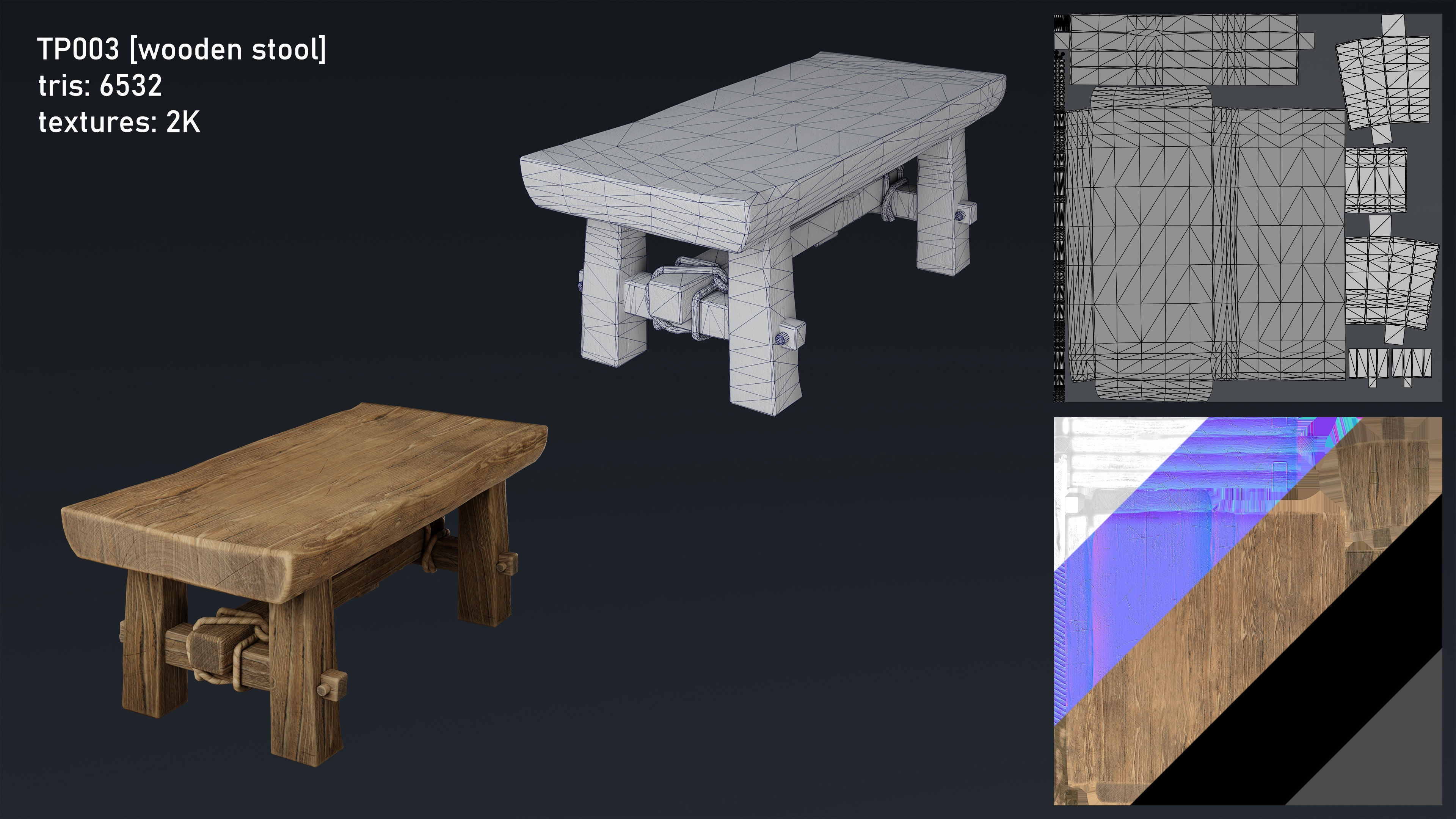 Medieval Fantasy Kitchen Tavern Props Assets pots bowls knives Low-poly 3D model_5