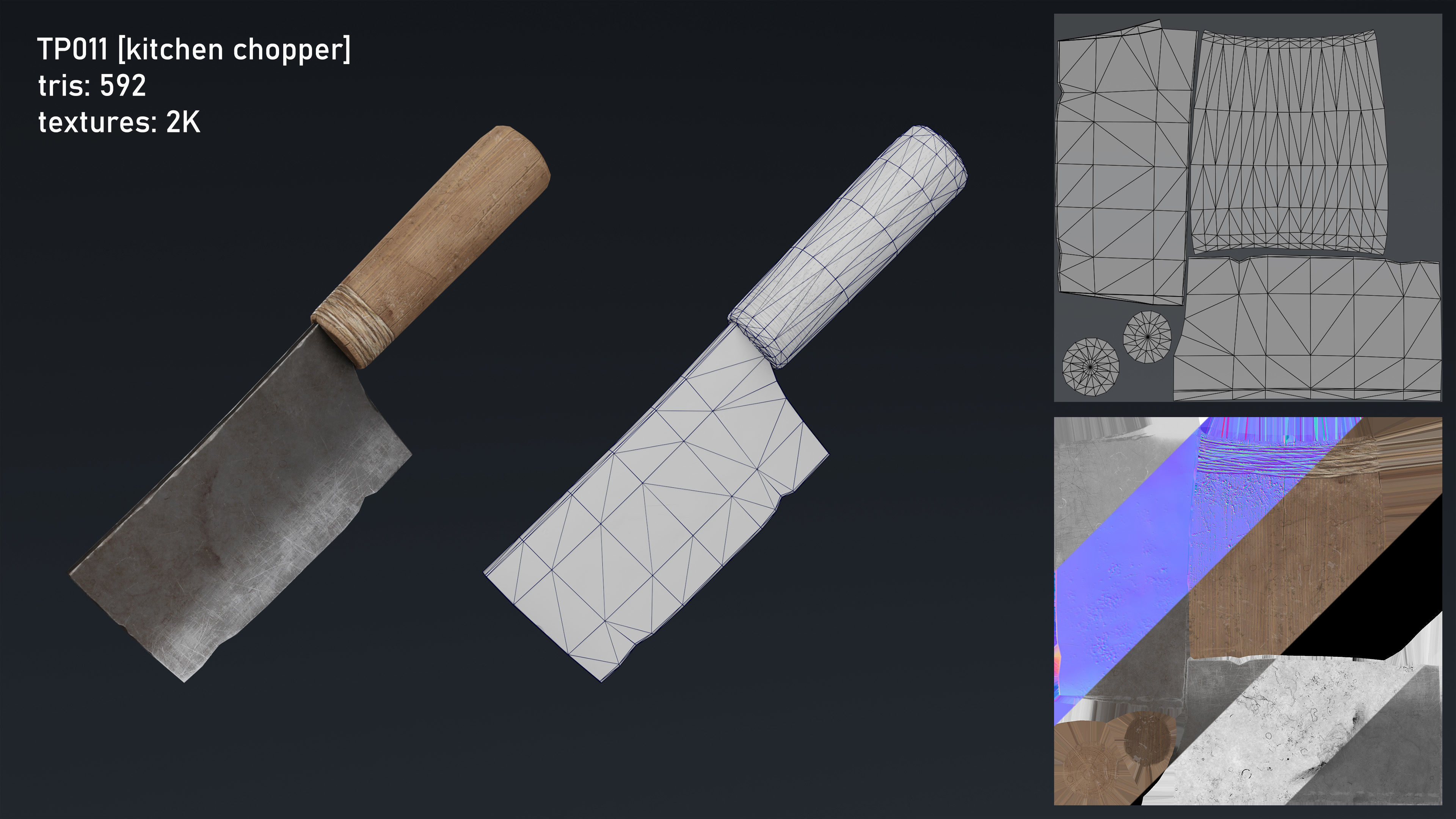 Medieval Fantasy Kitchen Tavern Props Assets pots bowls knives Low-poly 3D model_13