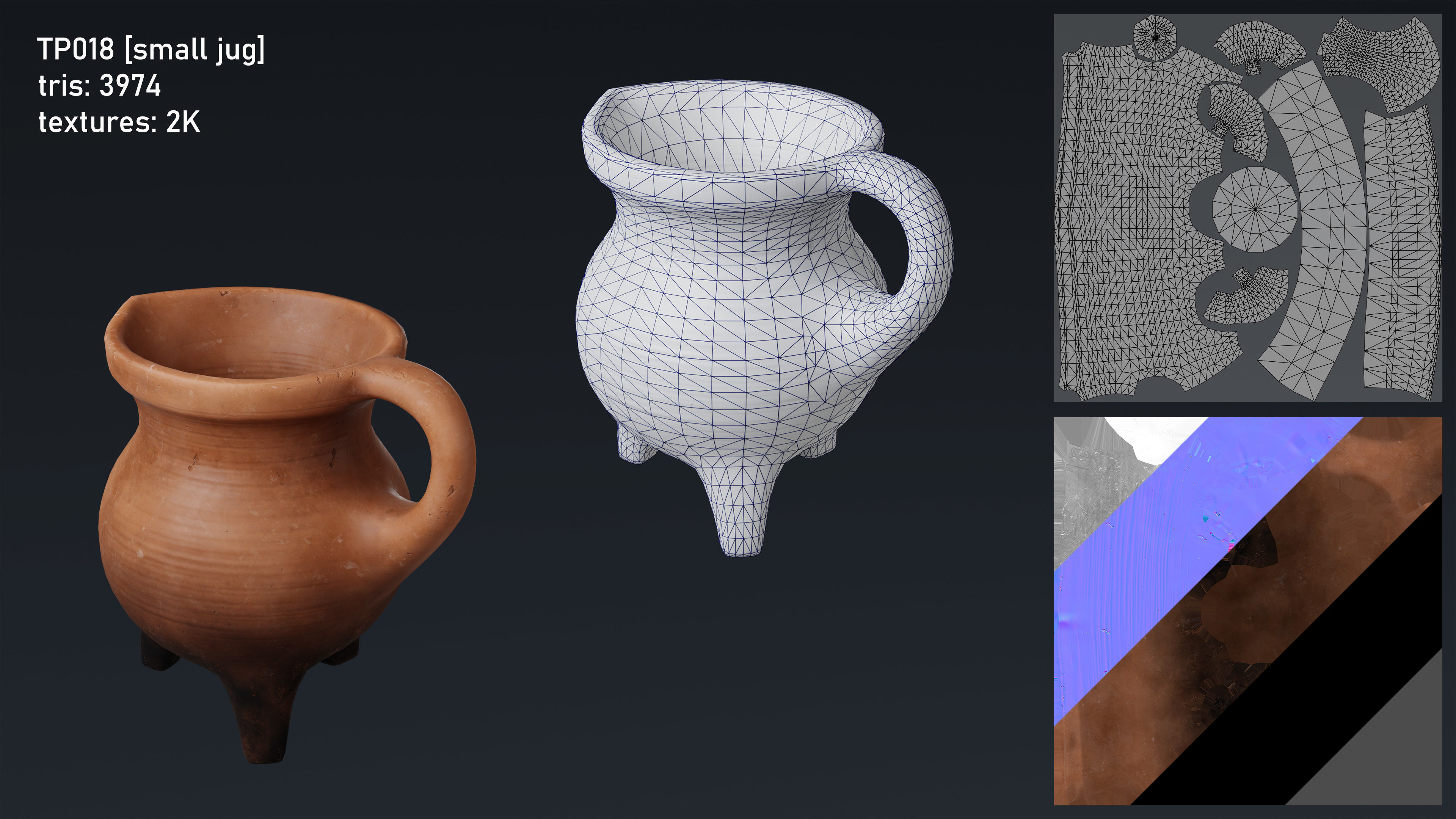 Medieval Fantasy Kitchen Tavern Props Assets pots bowls knives Low-poly 3D model_21