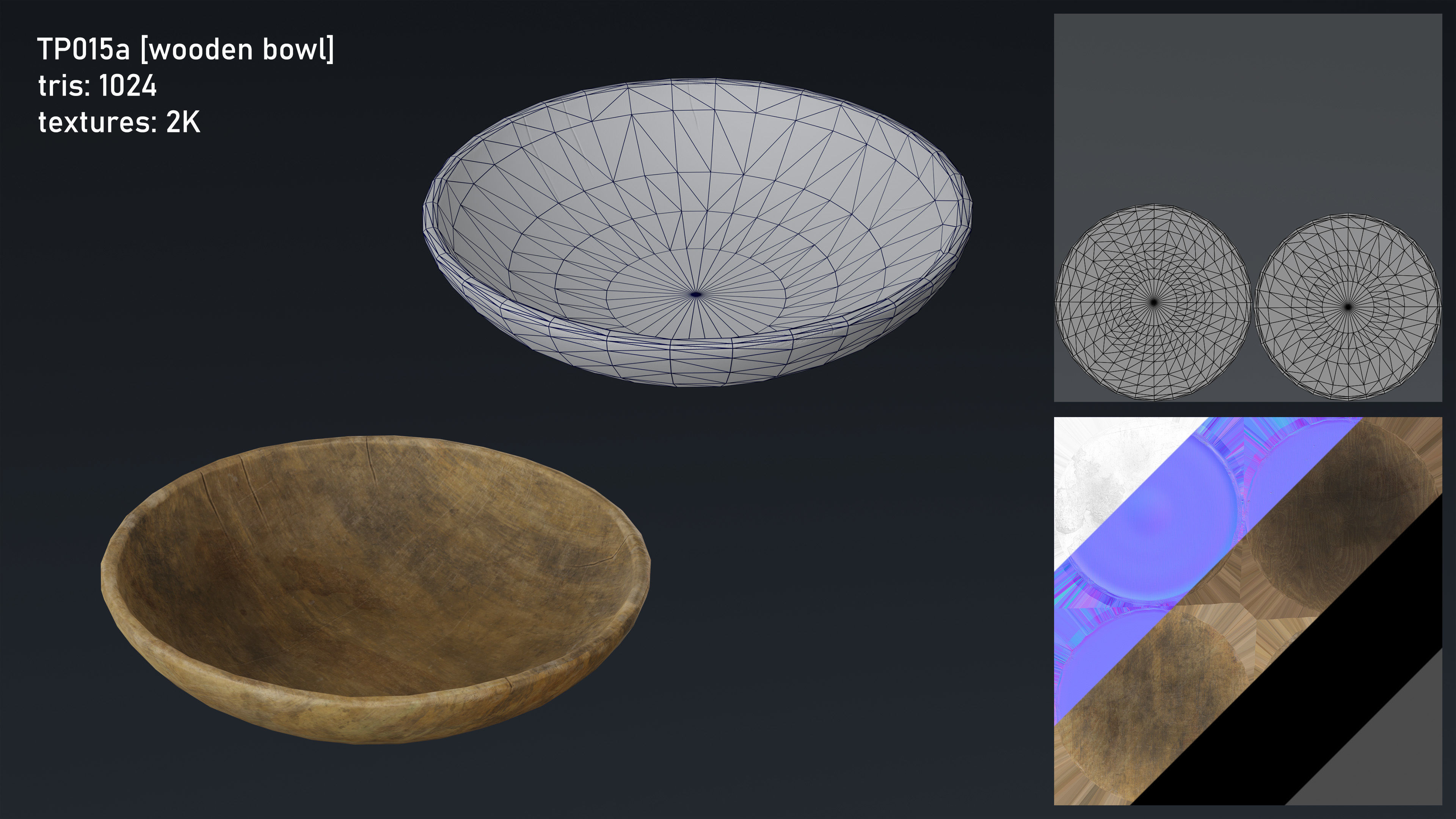 Medieval Fantasy Kitchen Tavern Props Assets pots bowls knives Low-poly 3D model_17