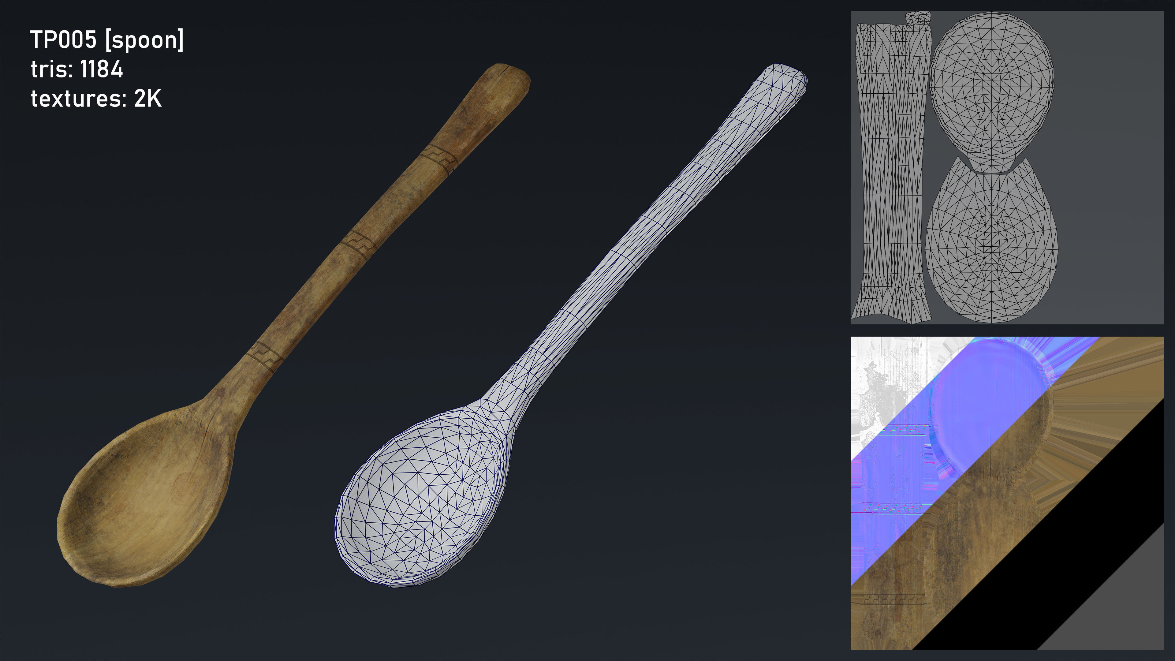 Medieval Fantasy Kitchen Tavern Props Assets pots bowls knives Low-poly 3D model_7