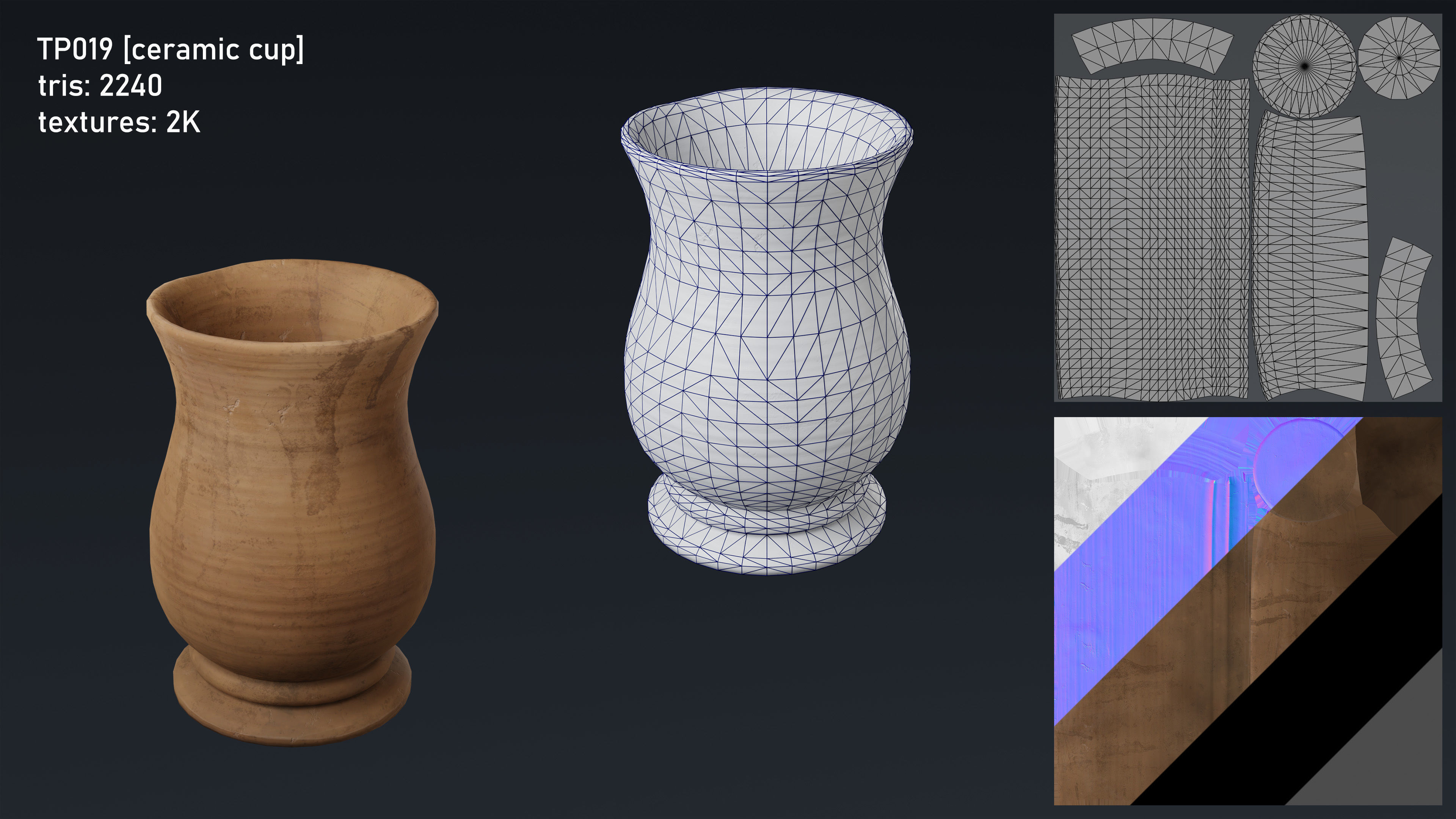 Medieval Fantasy Kitchen Tavern Props Assets pots bowls knives Low-poly 3D model_22