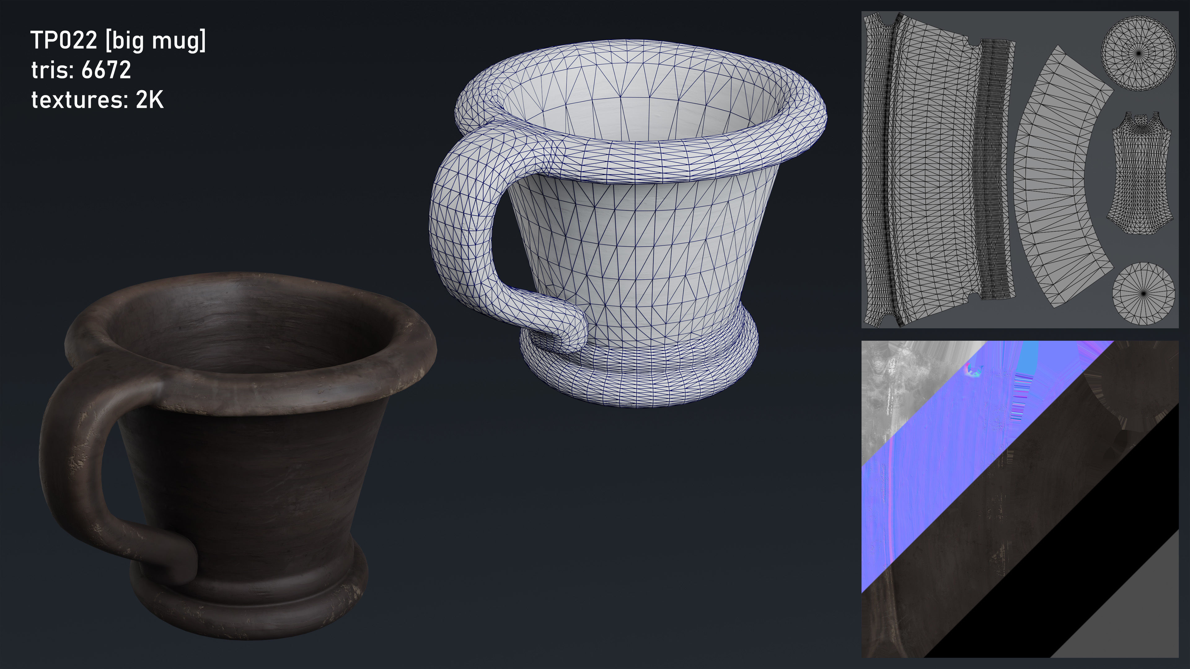 Medieval Fantasy Kitchen Tavern Props Assets pots bowls knives Low-poly 3D model_25