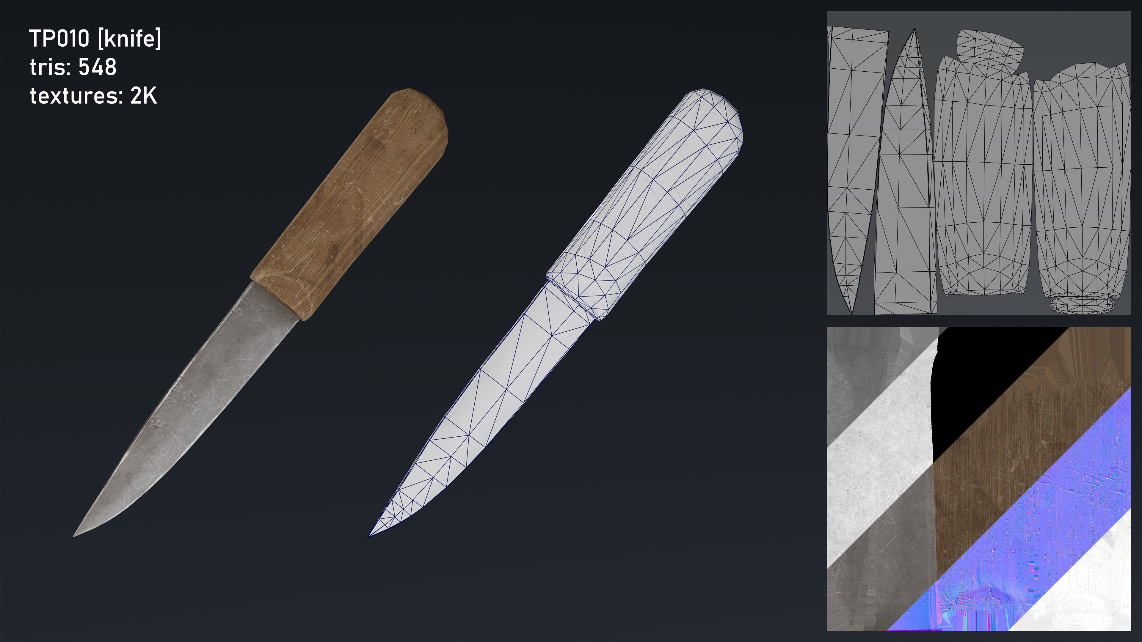 Medieval Fantasy Kitchen Tavern Props Assets pots bowls knives Low-poly 3D model_12