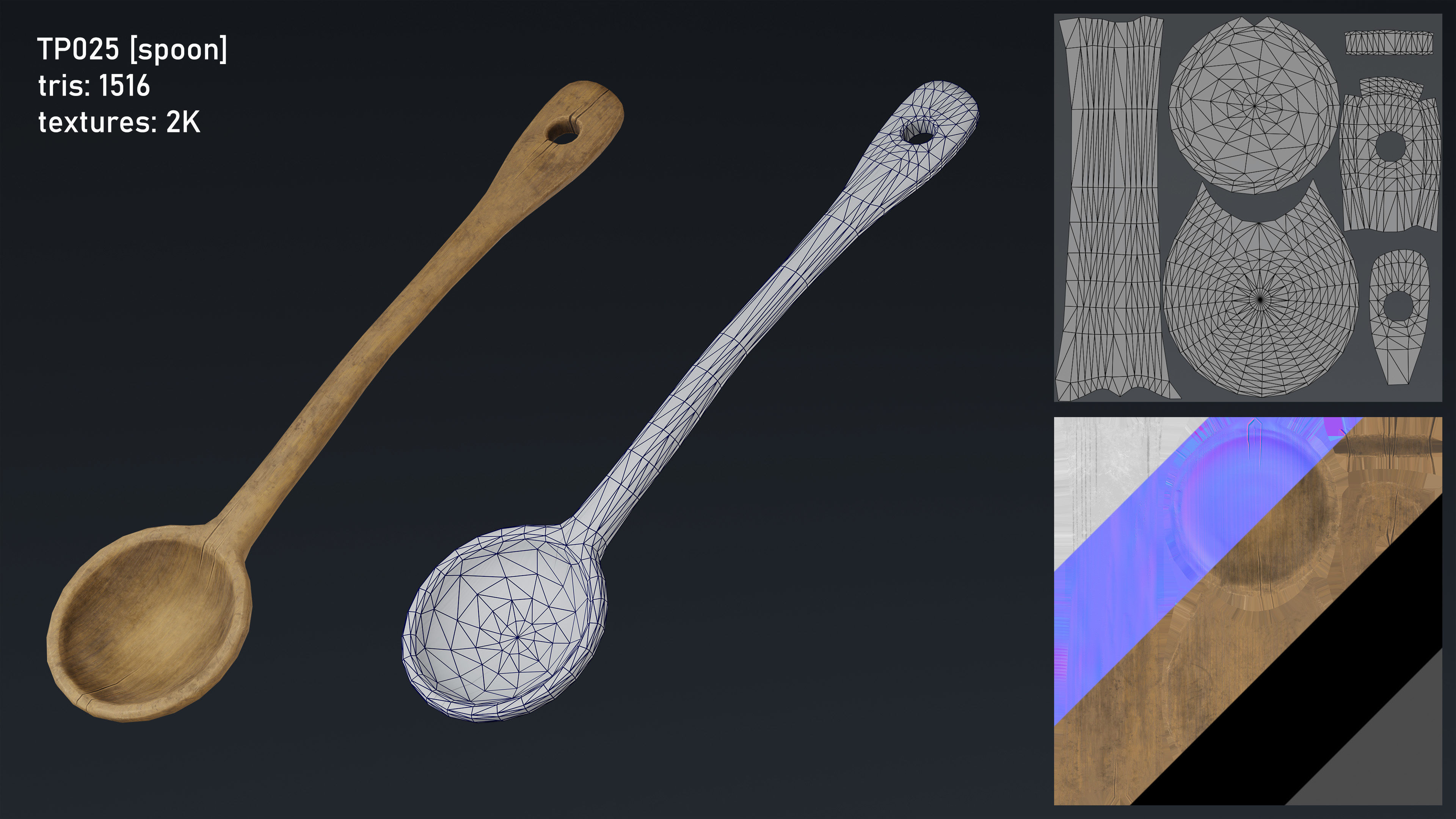 Medieval Fantasy Kitchen Tavern Props Assets pots bowls knives Low-poly 3D model_28
