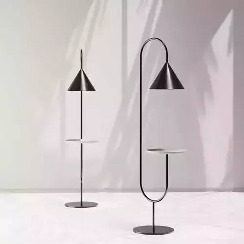 Miniforms OZZ Floor Lamp Laquered Black and Ash 3D model