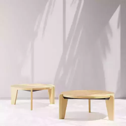 Vitra Gueridon bas Coffee Table Wood 3D model