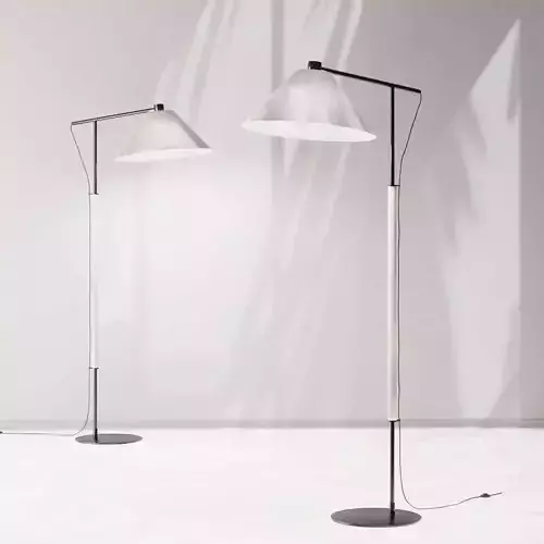 Crate and Barrel Luka Petite Floor Lamp Iron and Oak 3D model